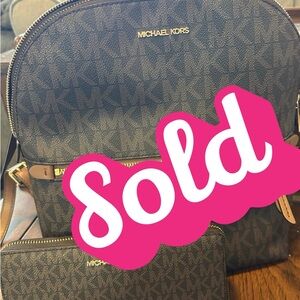 Michael Kors Rhea Dark Brown Backpack and Wallet Set